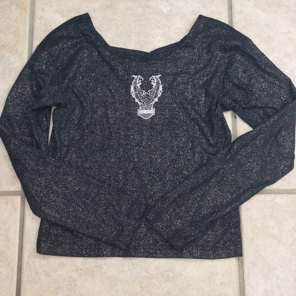 Harley davidson womens size medium long sleeve top Metallic motocore